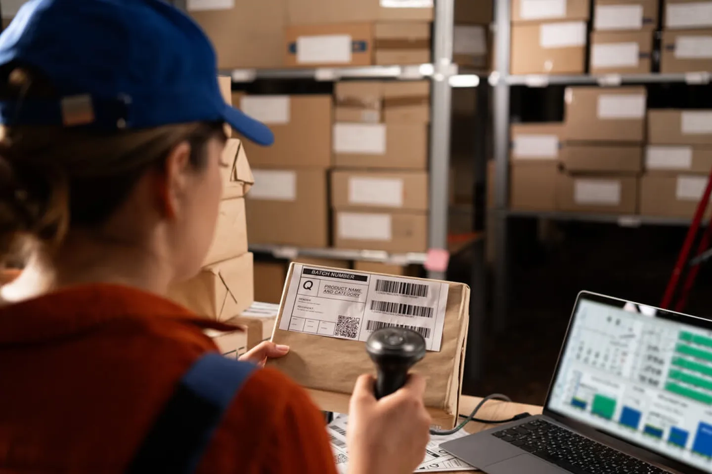 物流倉庫で作業する人の写真