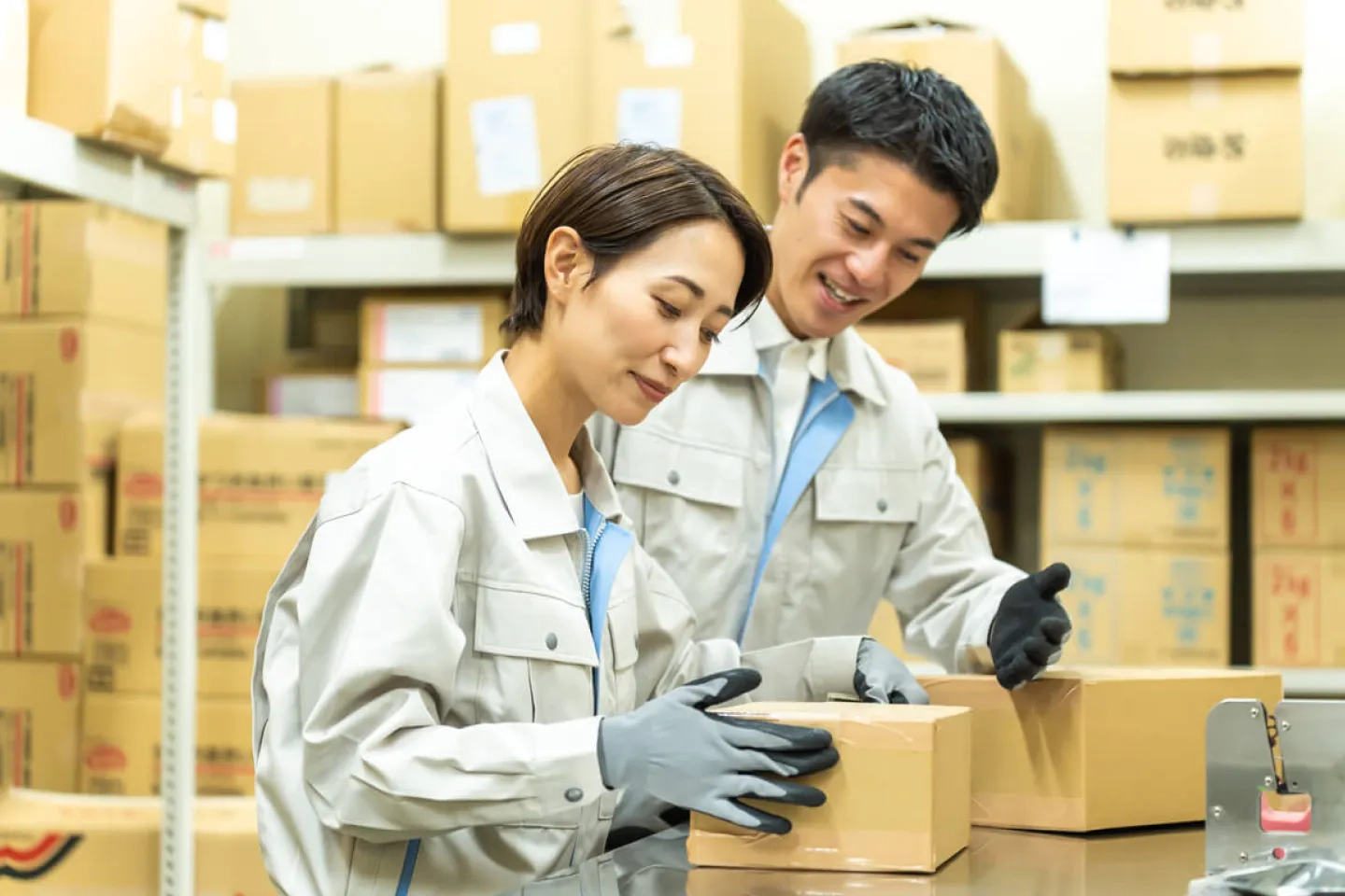 物流倉庫で働く人の写真