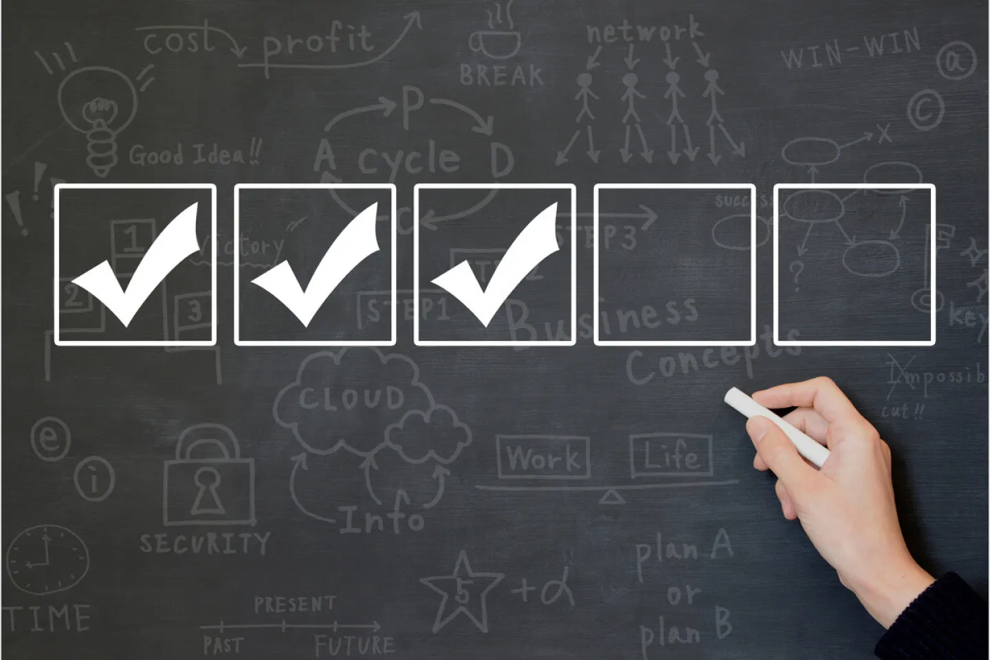 チェックマークが描かれたイラストの写真