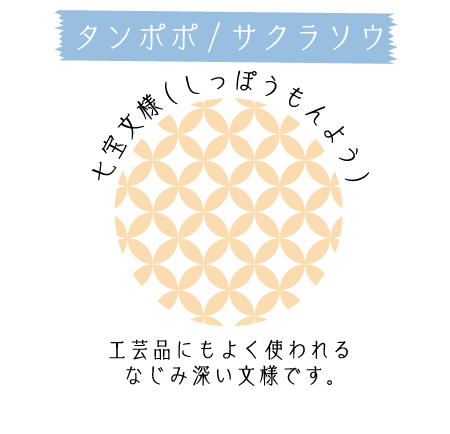 タンポポ／サクラソウ 七宝文様（しっぽうもんよう） 工芸品にもよく使われるなじみ深い文様です。