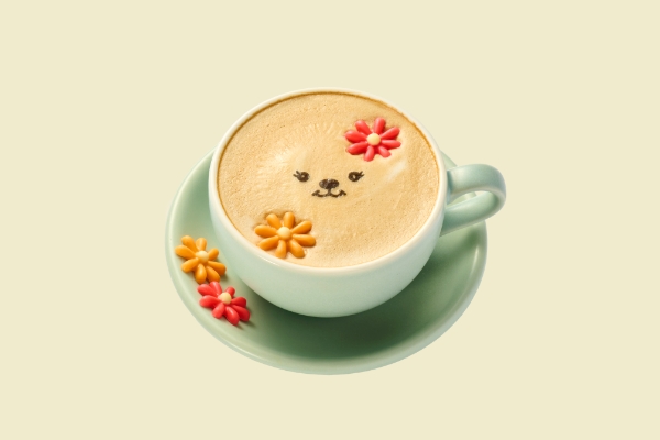 ぽすくまとお茶のラテ