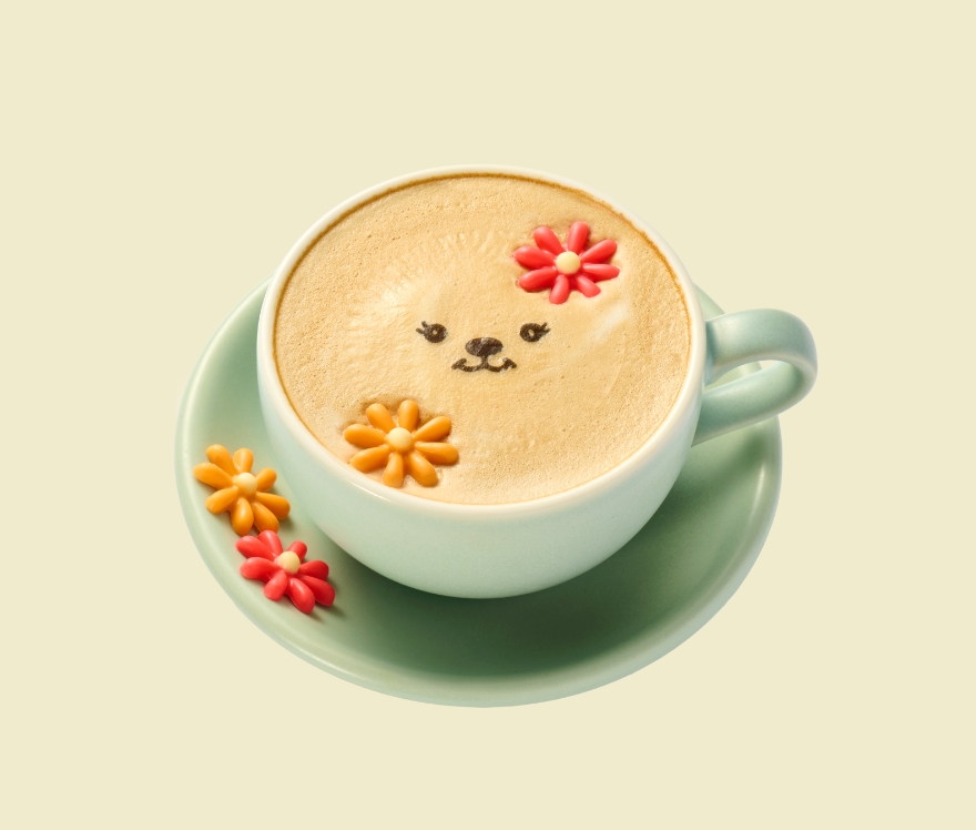 ぽすくまとお茶のラテ