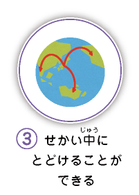 3.せかい中にとどけることができる