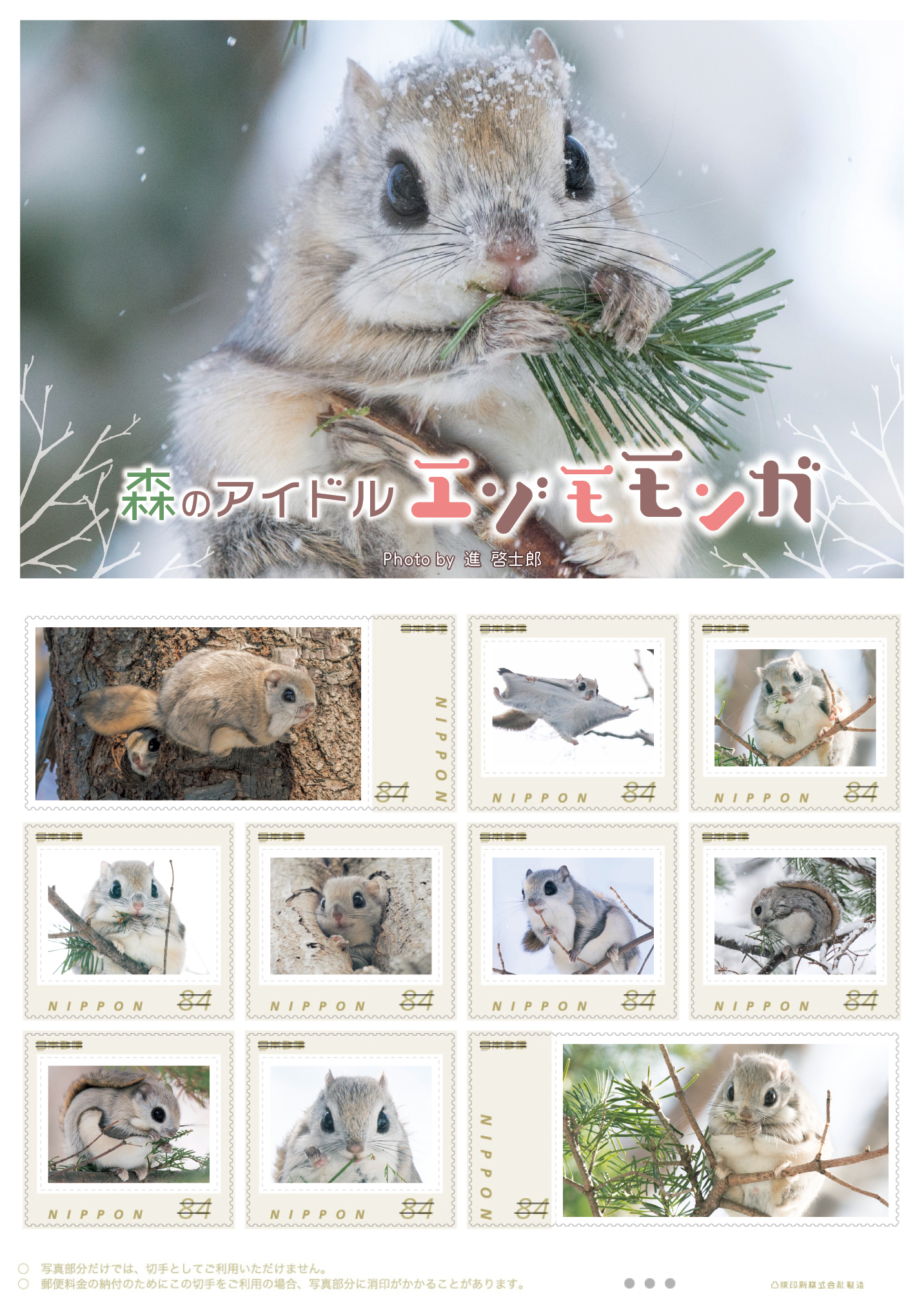 オリジナル フレーム切手 「森のアイドル エゾモモンガ Photo by 進 啓士郎」の販売開始