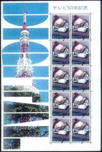 「ひょっこりひょうたん島」の人形と放送開始当時の家庭用テレビ