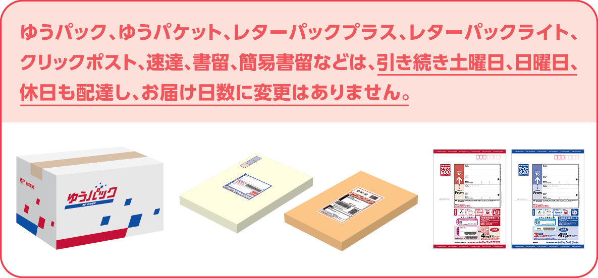 普通郵便平日発送 2021年10月から郵便物（手紙・はがき）・ゆうメールのサービスを一部