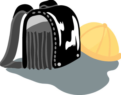 黒いランドセルと帽子のイラスト画像