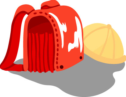 赤いランドセルと帽子のイラスト画像