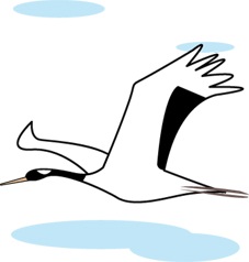 羽ばたく鶴のイラスト画像