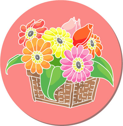 かごに入ったガーベラのイラスト画像