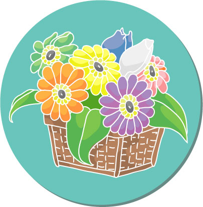 かごに入ったガーベラのイラスト画像