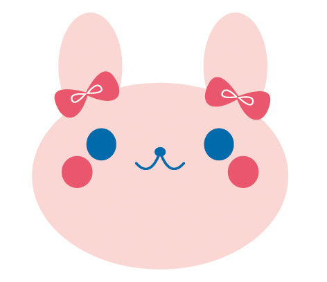 リボンを付けたウサギのイラスト画像