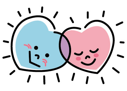 寄り添うハートのイラスト画像