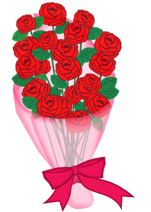バラの花束のイラスト画像