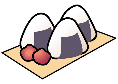 おにぎりと梅干しのイラスト画像