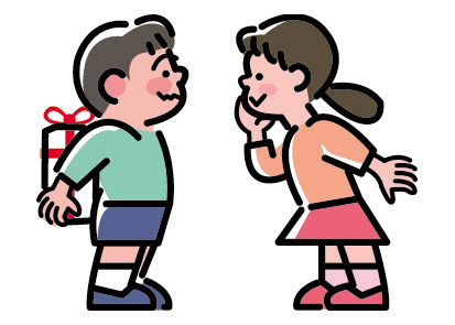 ホワイトデーにプレゼントを渡す男の子のイラスト画像