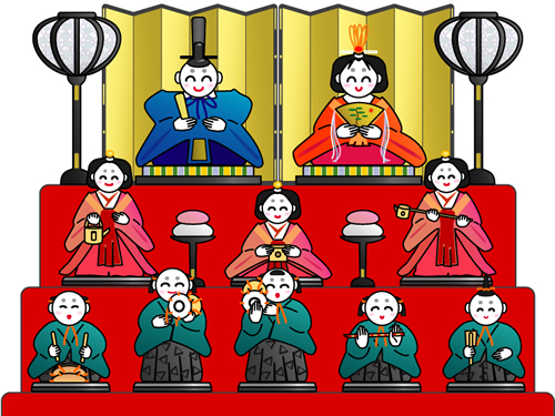 雛人形の3段飾りのイラスト画像