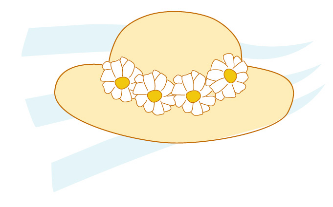 花の付いた帽子
