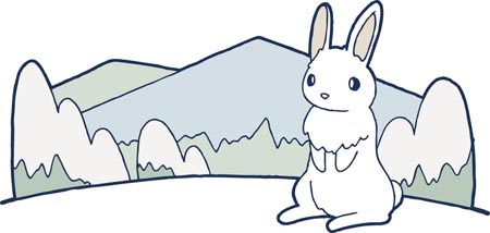 雪景色とウサギのイラスト画像