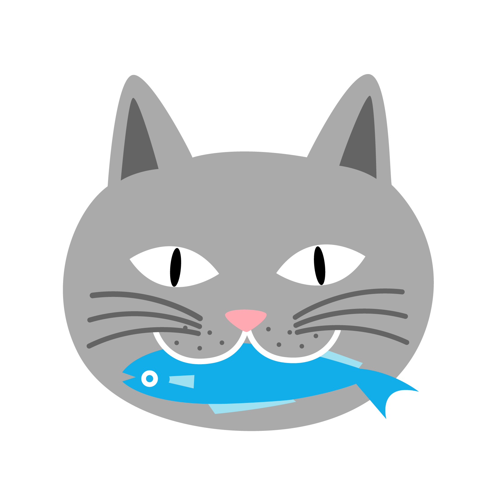 魚をくわえた猫のイラスト画像