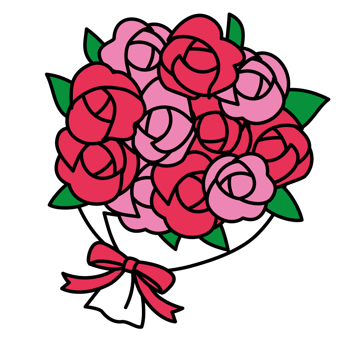 花束（赤系）のイラスト画像