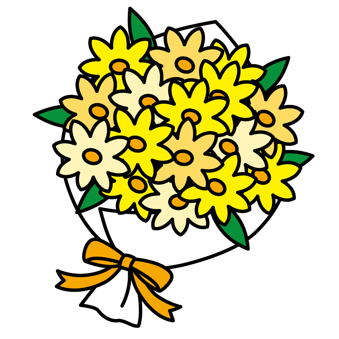 花束（黄色系）のイラスト画像