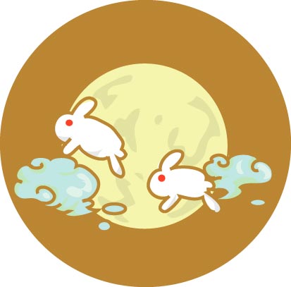満月とうさぎのイラスト画像