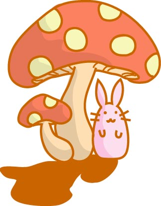 きのことうさぎのイラスト画像