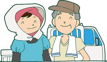 農業をしている夫婦のイラスト画像
