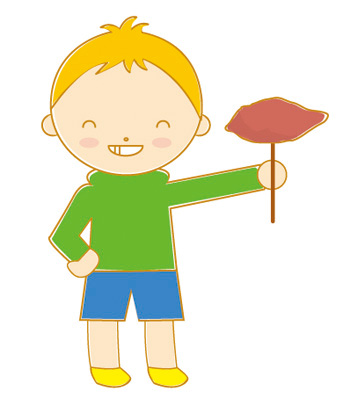 焼き芋と男の子のイラスト画像