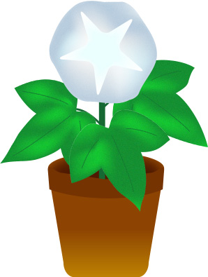鉢植えのアサガオのイラスト画像