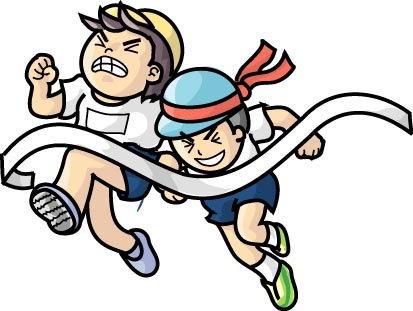 運動会で走るこどもたちのイラスト画像