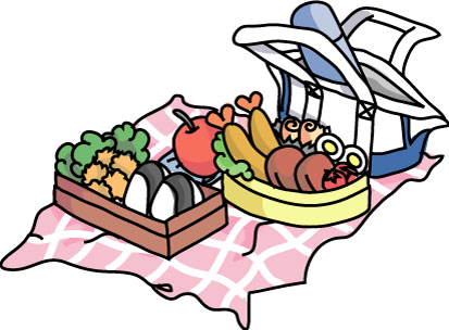 敷物とお弁当のイラスト画像