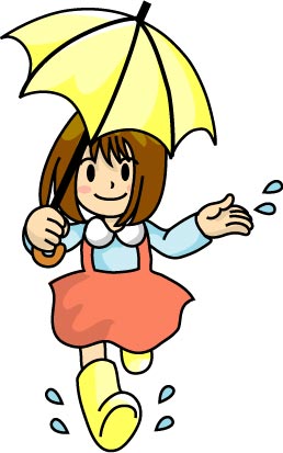 雨の日の女の子のイラスト画像