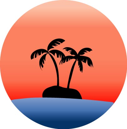 夕暮れの南の島のイラスト画像