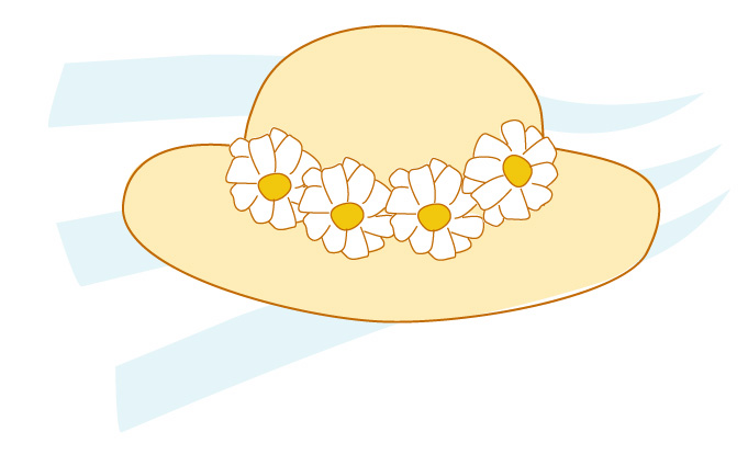 花の付いた帽子のイラスト画像