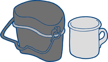 飯ごうとマグカップのイラスト画像