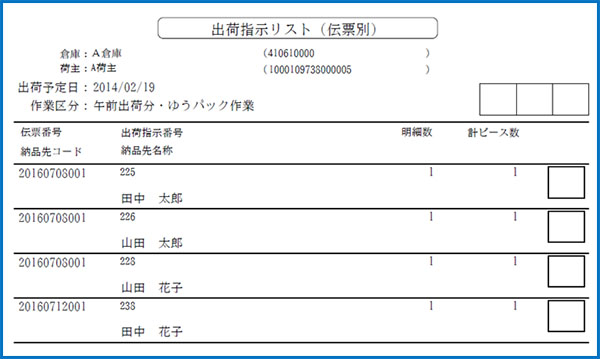 出荷指示リスト