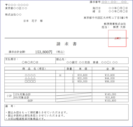 Webレター 請求書の書き方 テンプレート 日本郵便