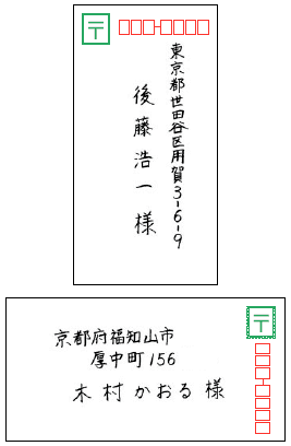 あて名の機械で読み取りやすい記入例